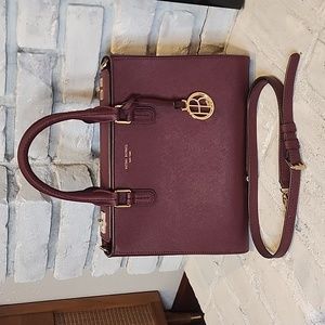 Turnlock Satchel With Crossbody Strap Ox Blood Amazing Condition!!